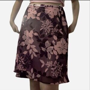 Apt. 9 Pink and Purple Floral A-Line Skirt